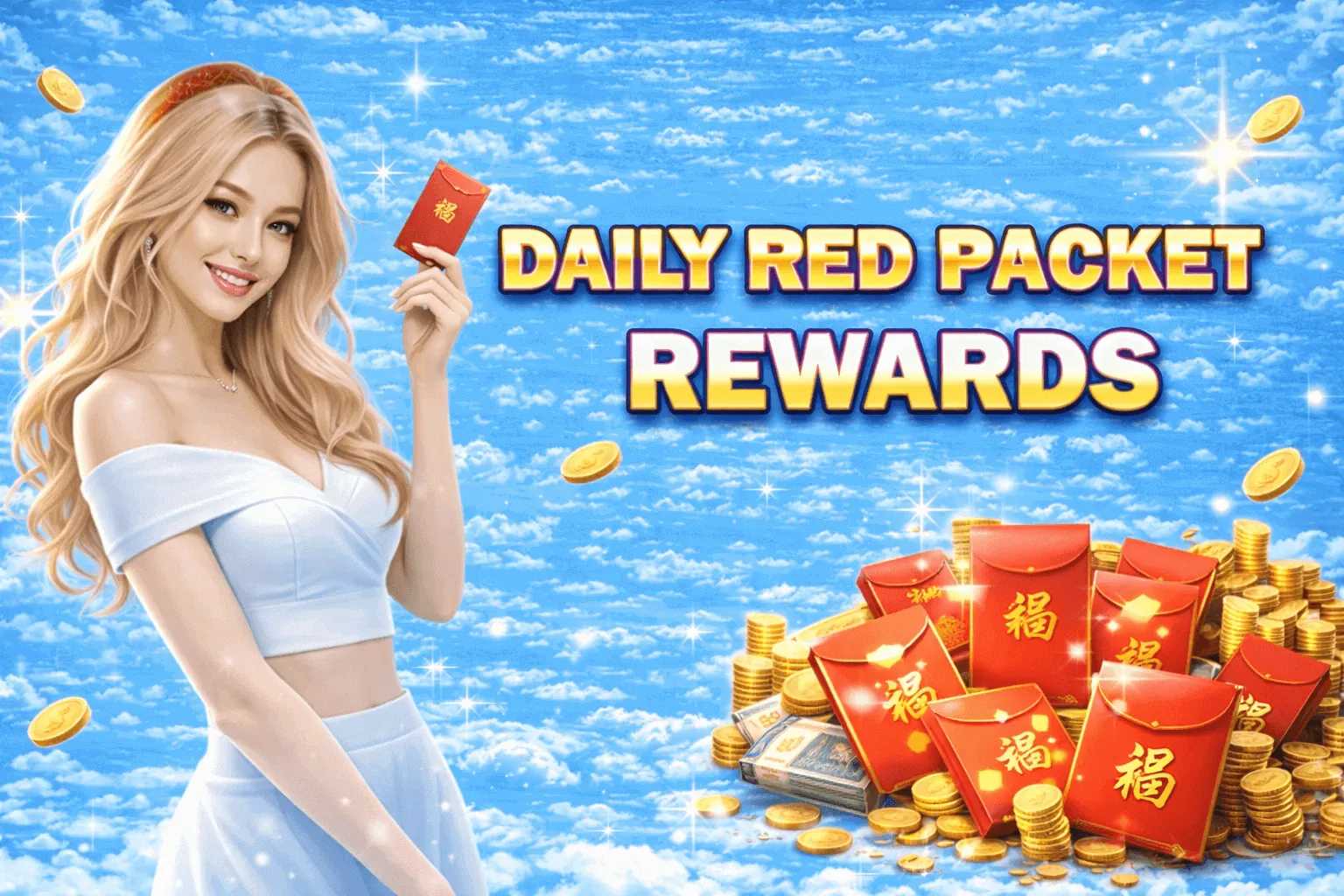 Daily cashback offer with money stack